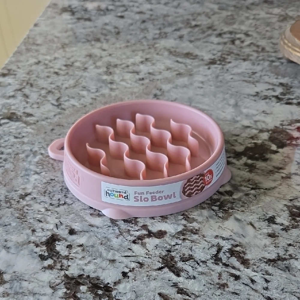 Pink Silicone Pet Slow Feeder Bowl
